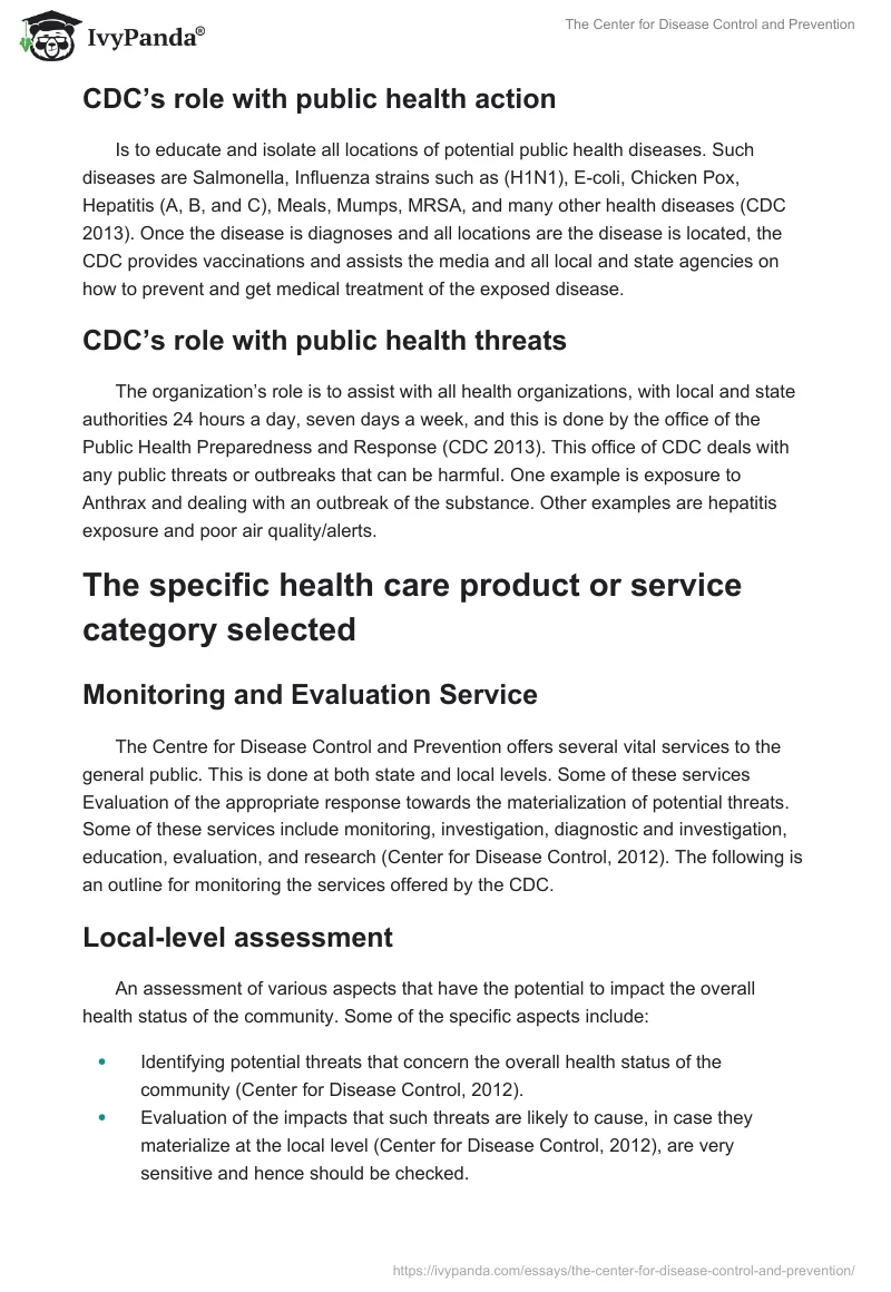 The Center for Disease Control and Prevention. Page 2