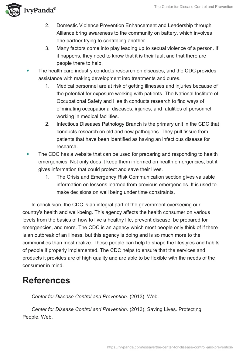 The Center for Disease Control and Prevention. Page 4