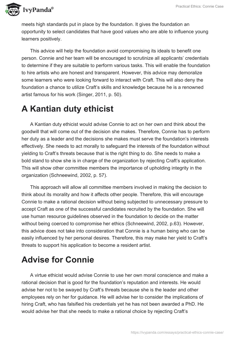 Practical Ethics: Connie Case. Page 2