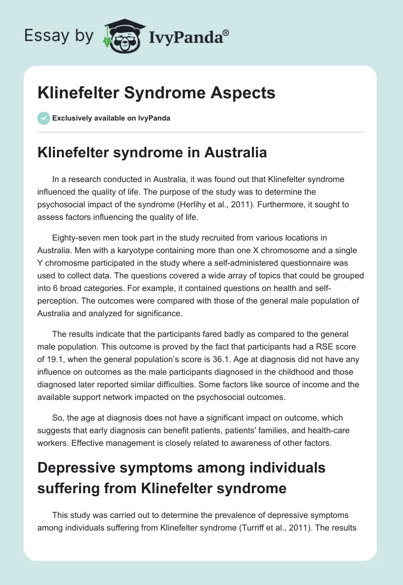 Klinefelter Syndrome Aspects. Page 1