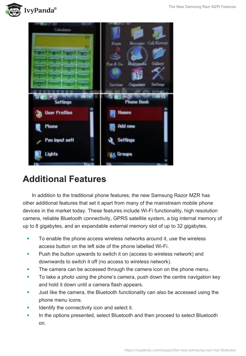 The New Samsung Razr MZR Features. Page 3
