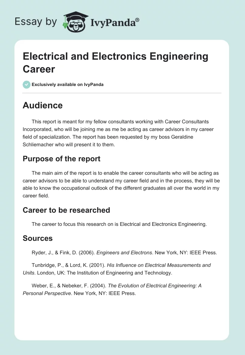 Electrical and Electronics Engineering Career. Page 1