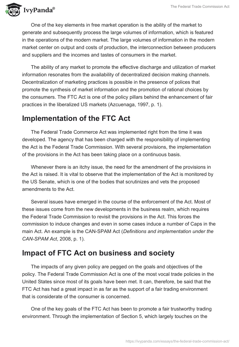 The Federal Trade Commission Act. Page 5