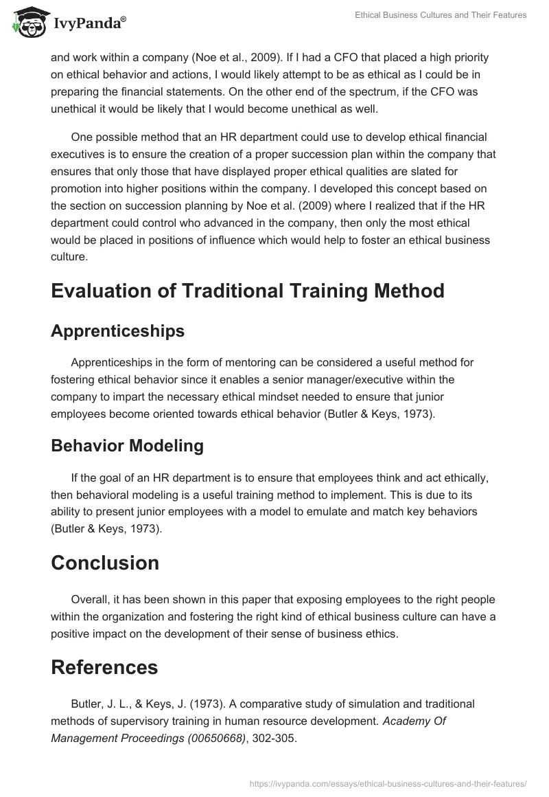 Ethical Business Cultures and Their Features. Page 2