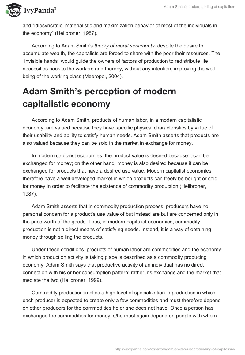 Adam Smith’s Understanding of Capitalism. Page 2
