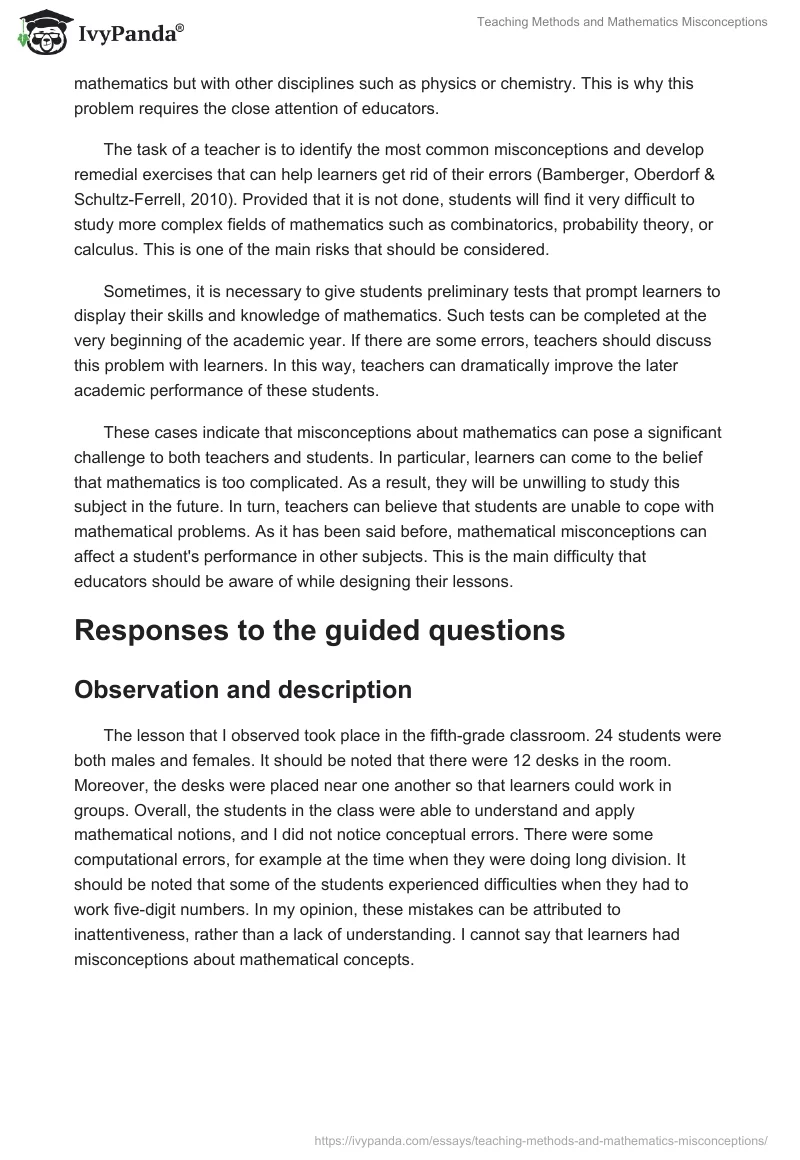 Teaching Methods and Mathematics Misconceptions. Page 2