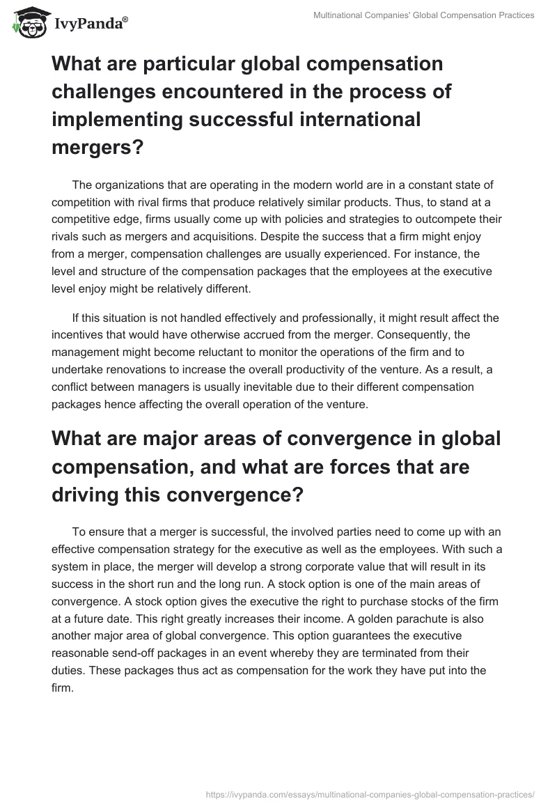 Multinational Companies' Global Compensation Practices. Page 2