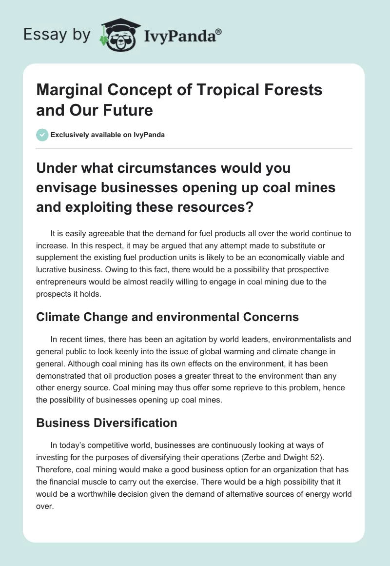 Marginal Concept of Tropical Forests and Our Future. Page 1