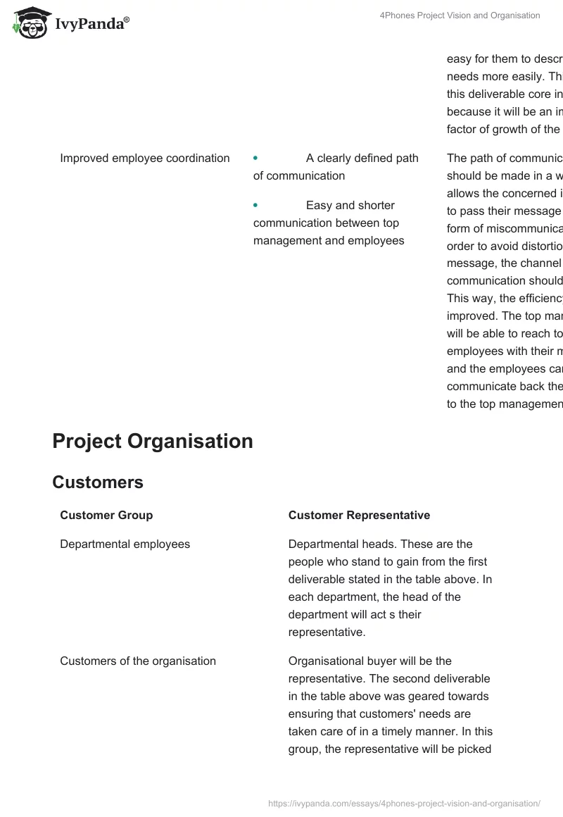 4Phones Project Vision and Organisation. Page 4