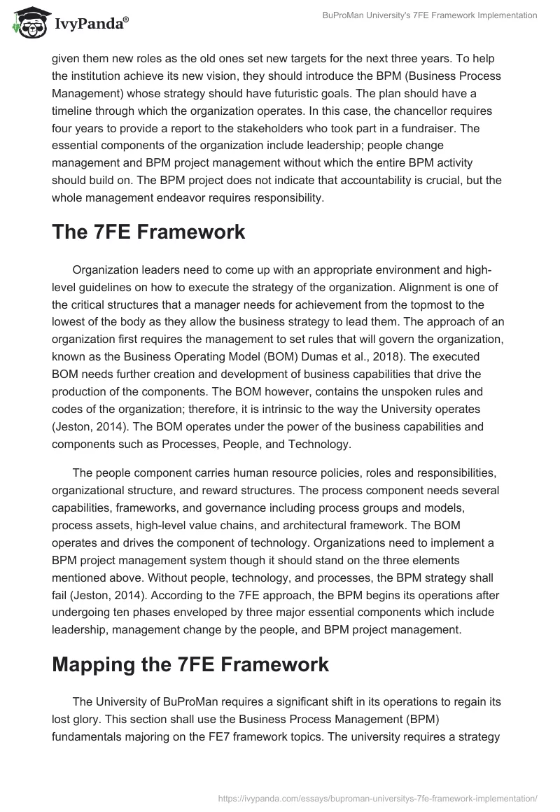 BuProMan University's 7FE Framework Implementation. Page 2