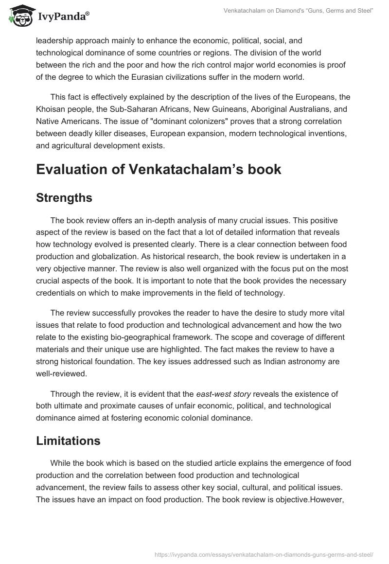 Venkatachalam on Diamond's “Guns, Germs and Steel”. Page 2