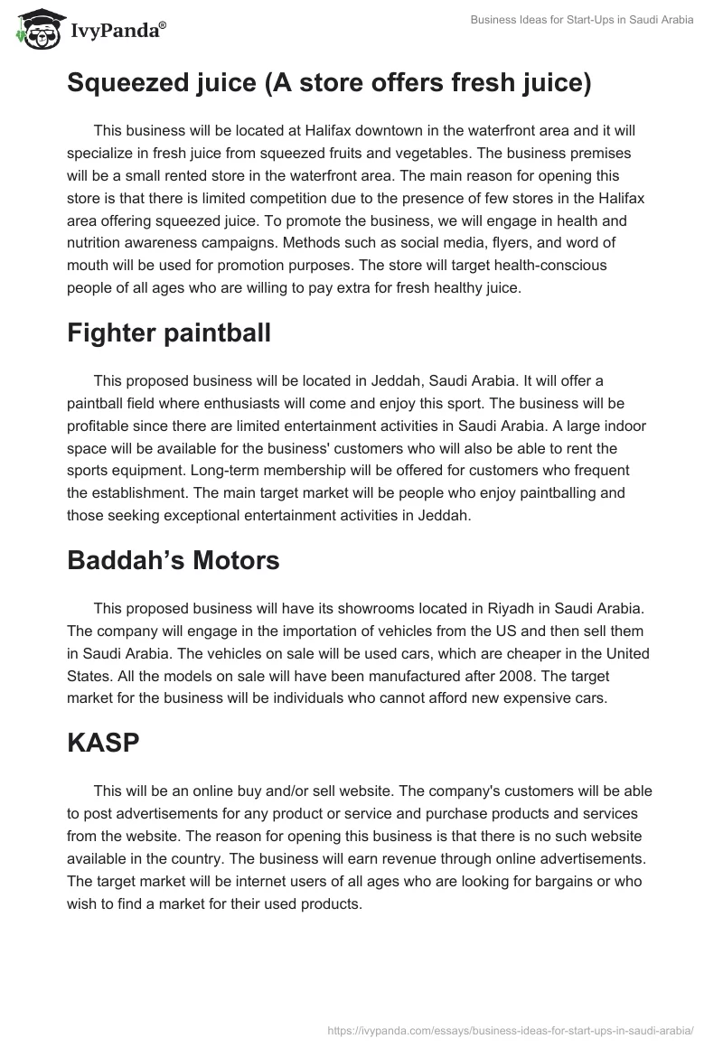 Business Ideas for Start-Ups in Saudi Arabia. Page 2