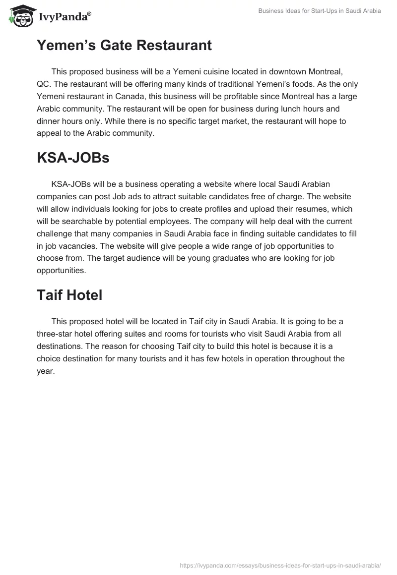 Business Ideas for Start-Ups in Saudi Arabia. Page 3