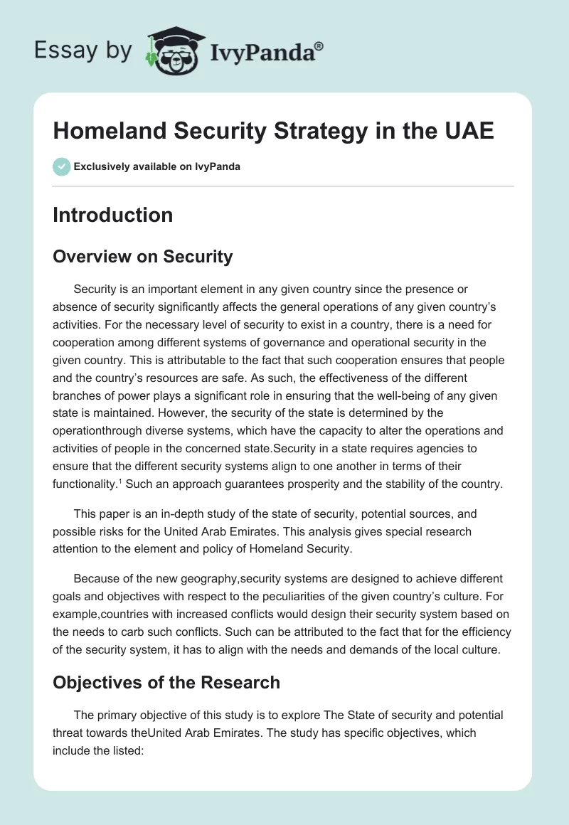 Homeland Security Strategy in the UAE. Page 1