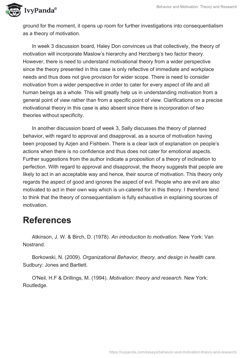 Behavior and Motivation: Theory and Research. Page 2