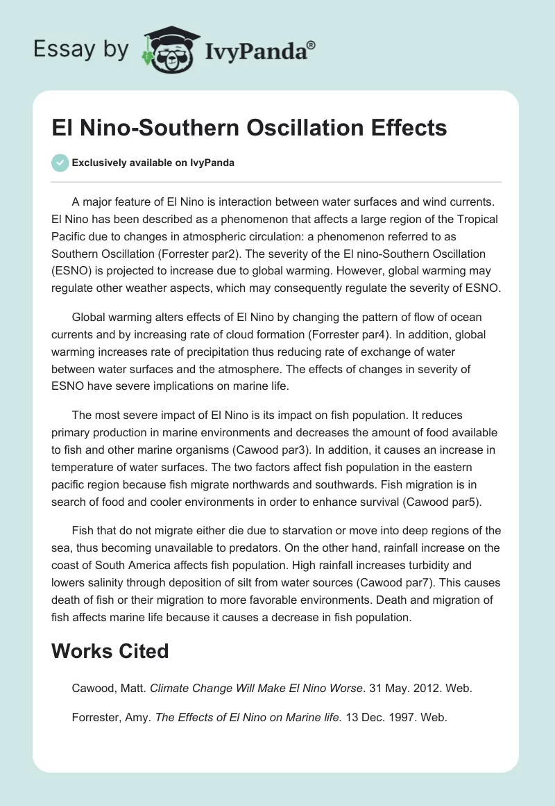 El Nino-Southern Oscillation Effects. Page 1