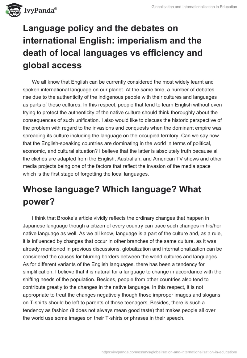 Globalisation and Internationalisation in Education. Page 3