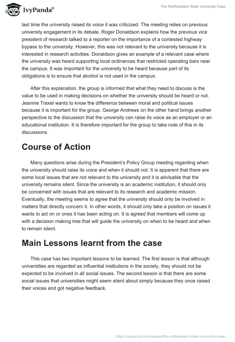 The Northeastern State University Case. Page 3