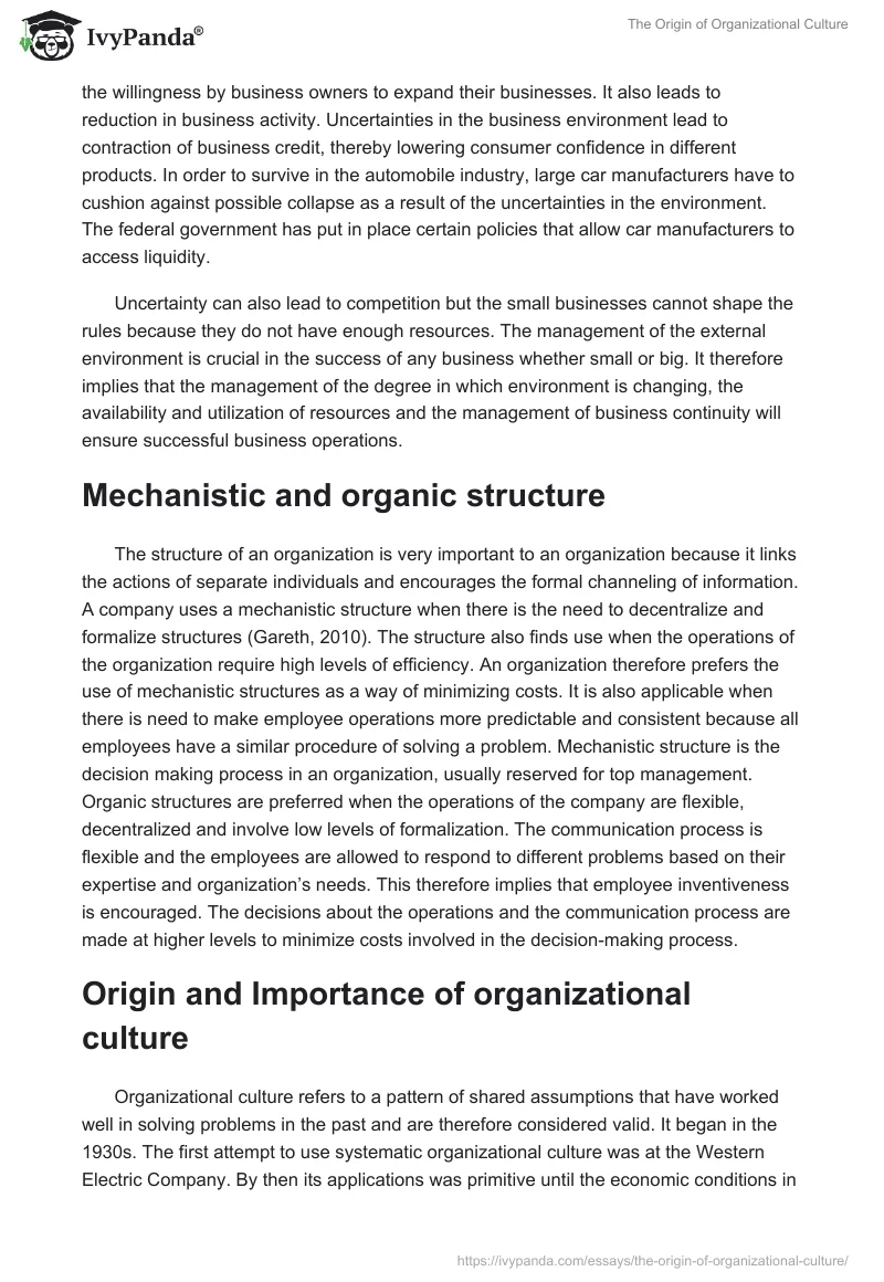 The Origin of Organizational Culture. Page 2