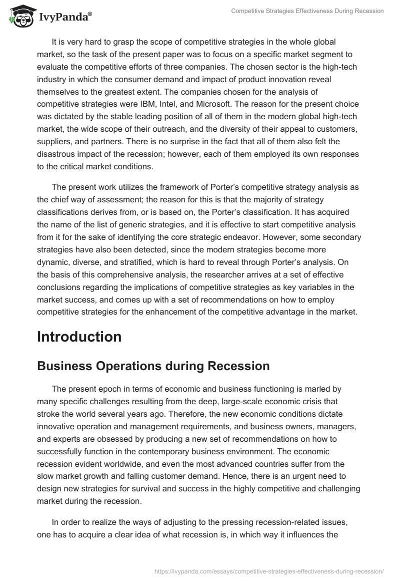 Competitive Strategies Effectiveness During Recession. Page 2