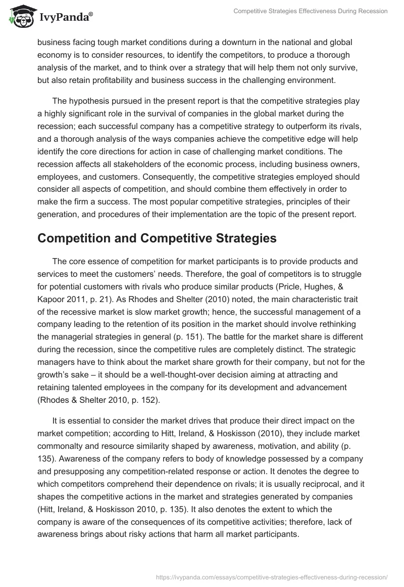 Competitive Strategies Effectiveness During Recession. Page 4