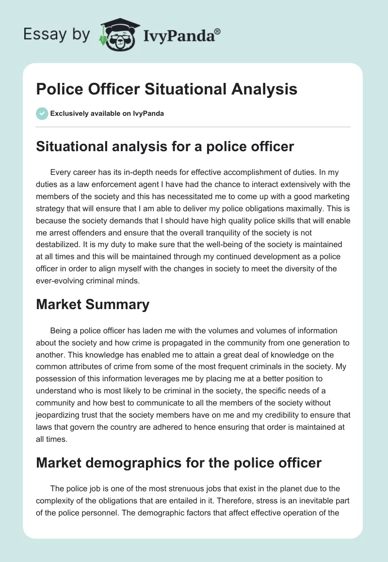 Police Officer Situational Analysis. Page 1