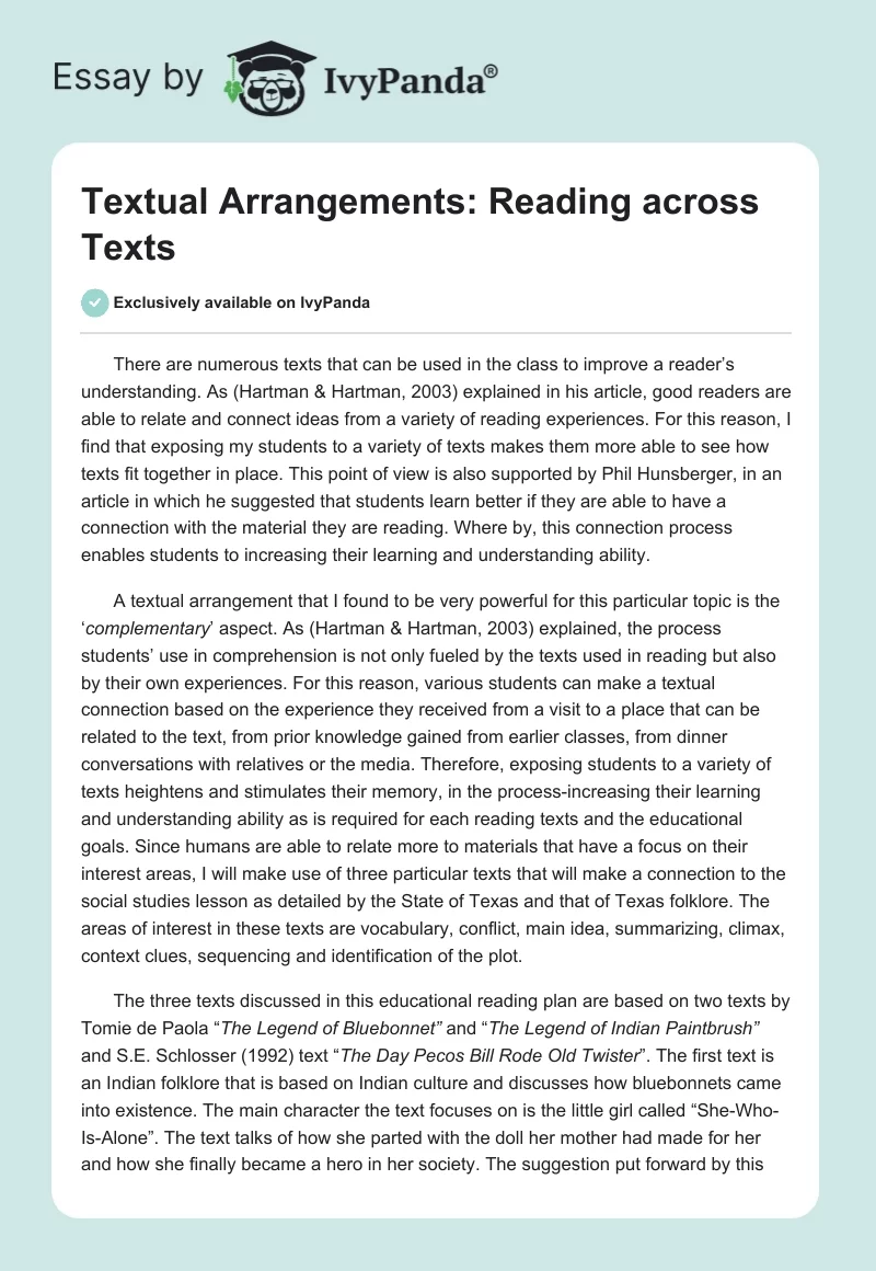 Textual Arrangements: Reading across Texts. Page 1