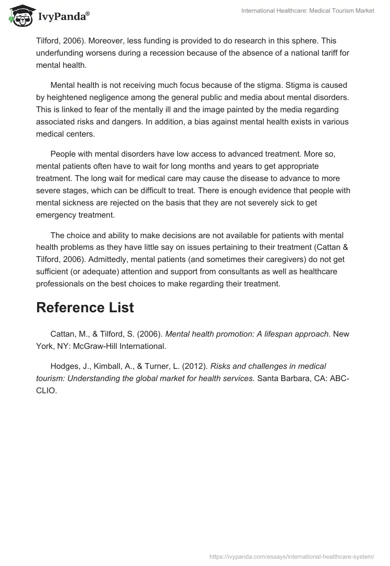 International Healthcare: Medical Tourism Market. Page 2