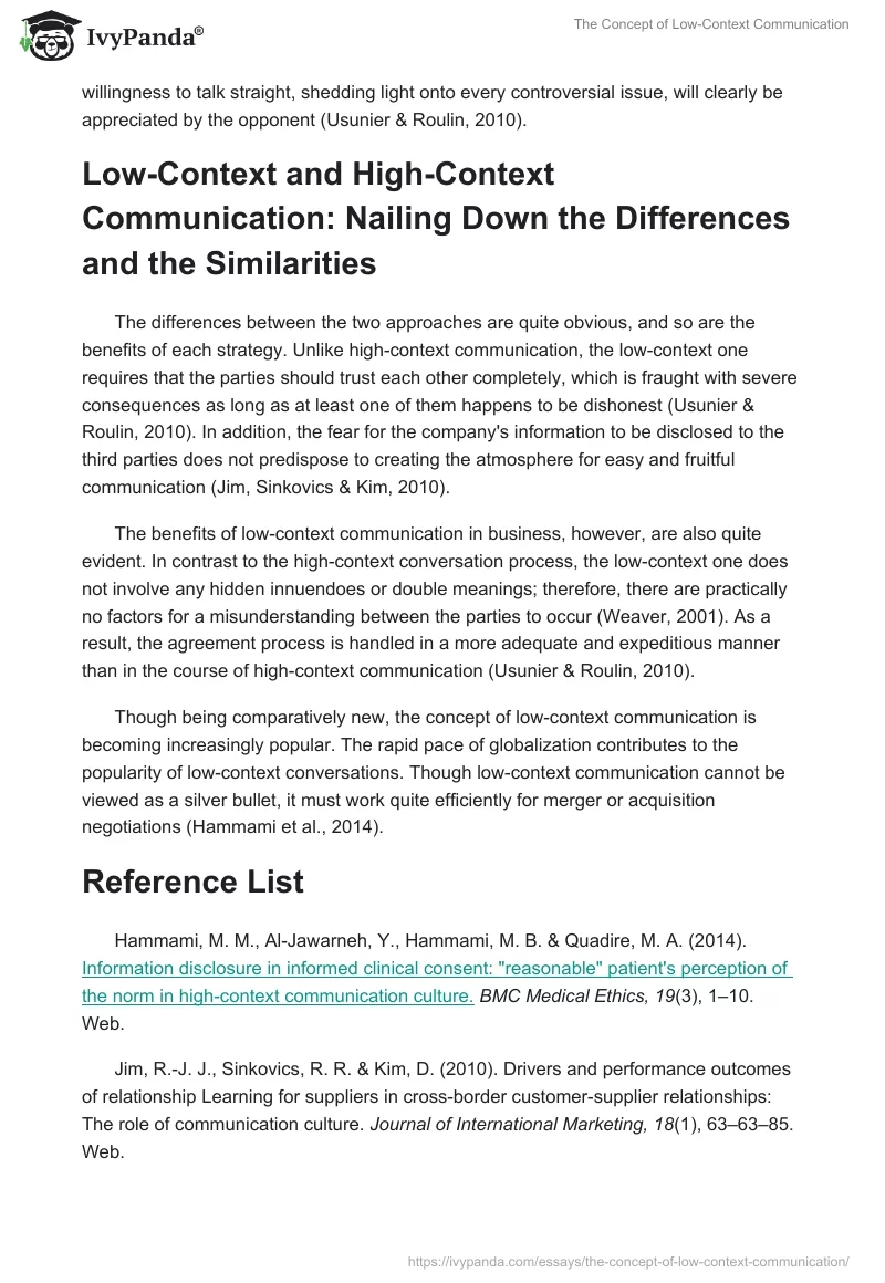 The Concept of Low-Context Communication. Page 2