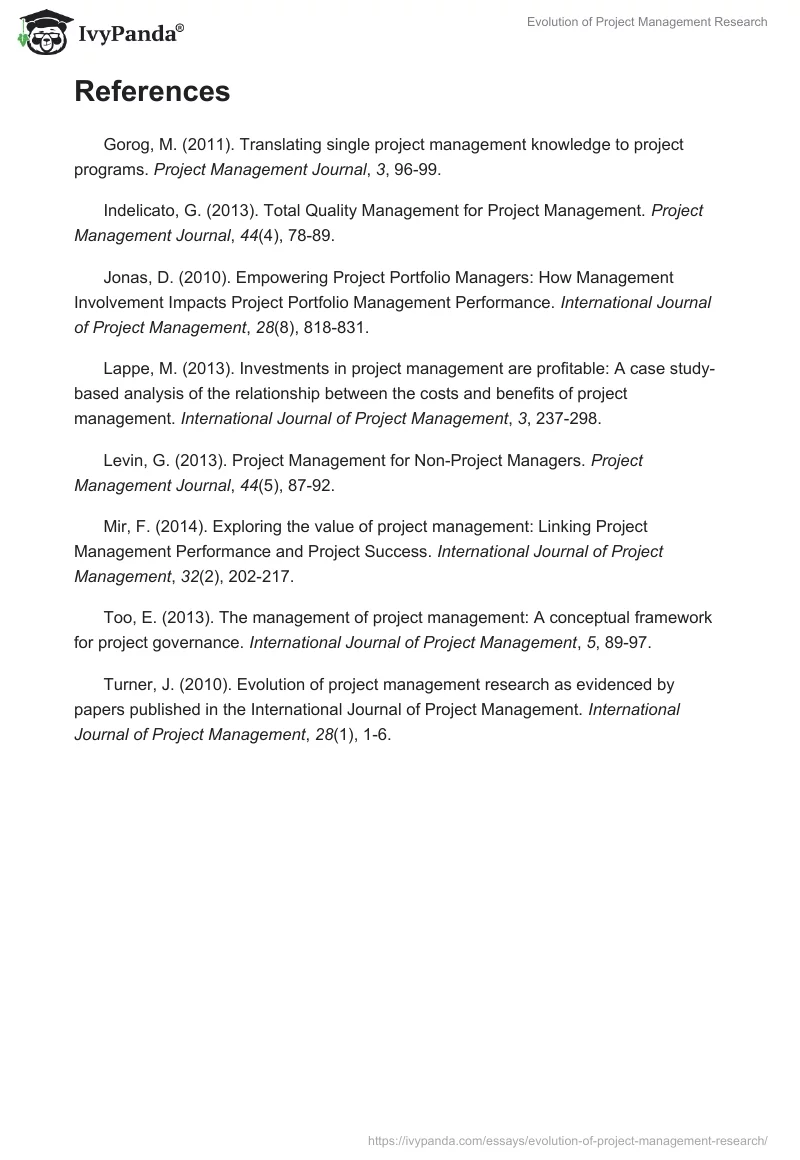 Evolution of Project Management Research. Page 4