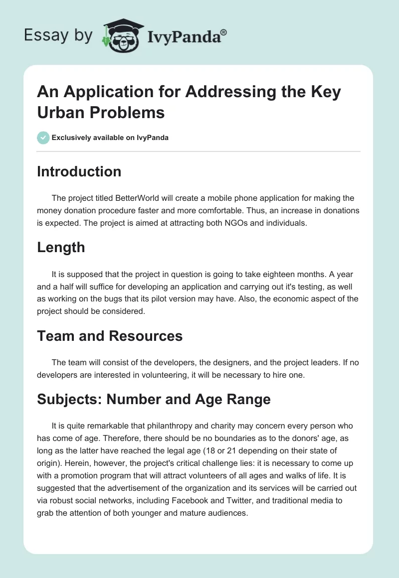 An Application for Addressing the Key Urban Problems. Page 1