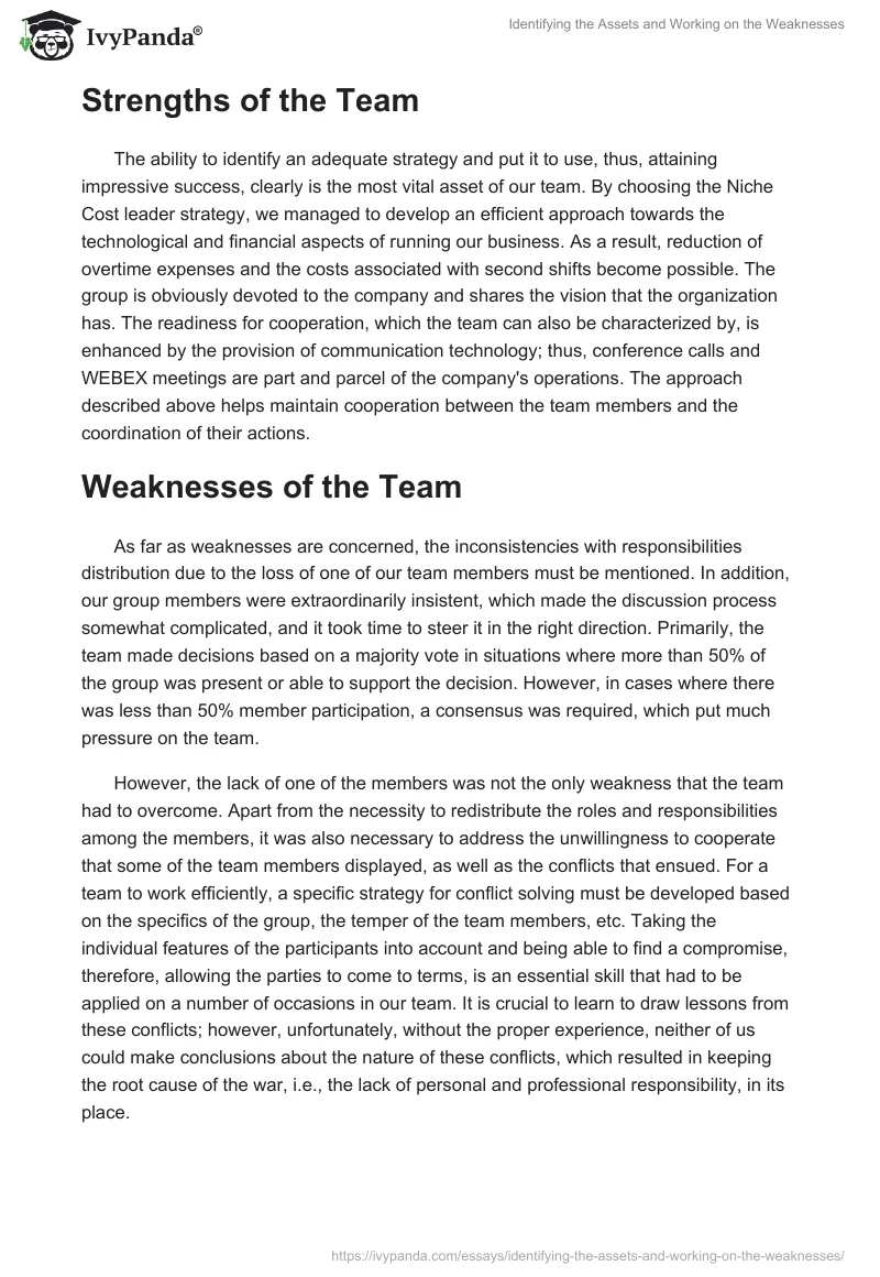 Identifying the Assets and Working on the Weaknesses. Page 3
