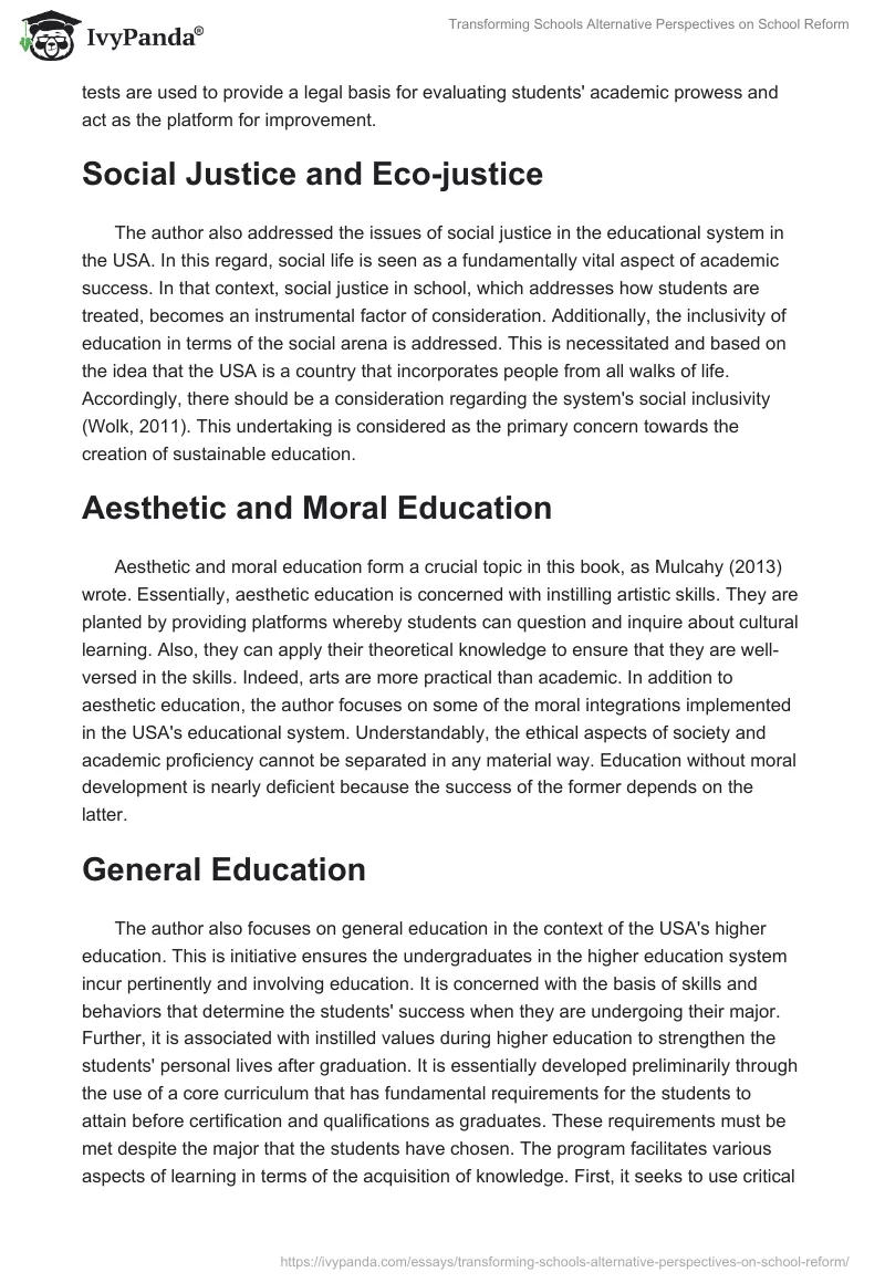 Transforming Schools Alternative Perspectives on School Reform. Page 2