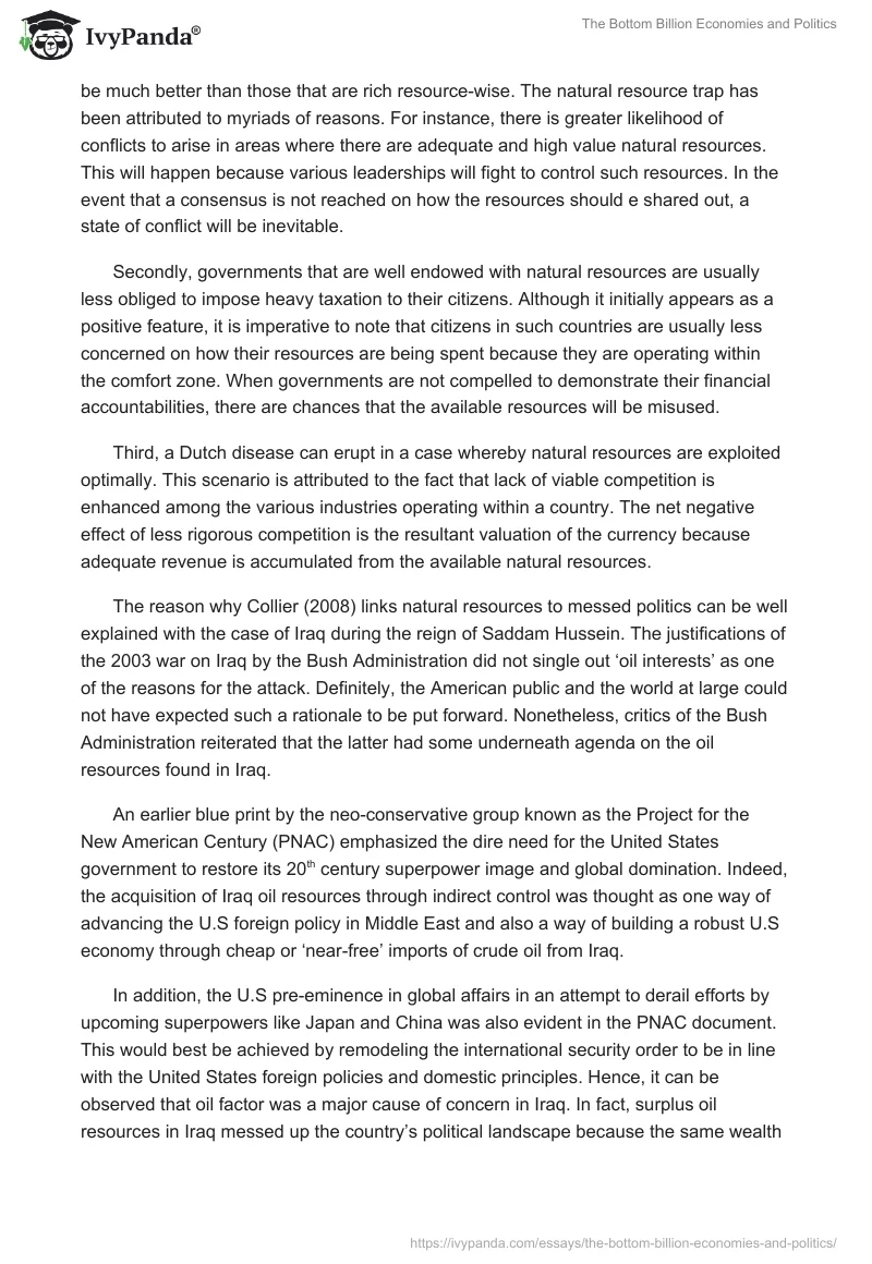 "The Bottom Billion" Economies and Politics. Page 4