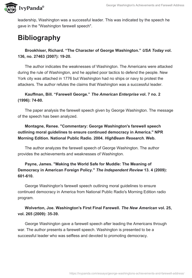 George Washington's Achievements and Farewell Address. Page 4