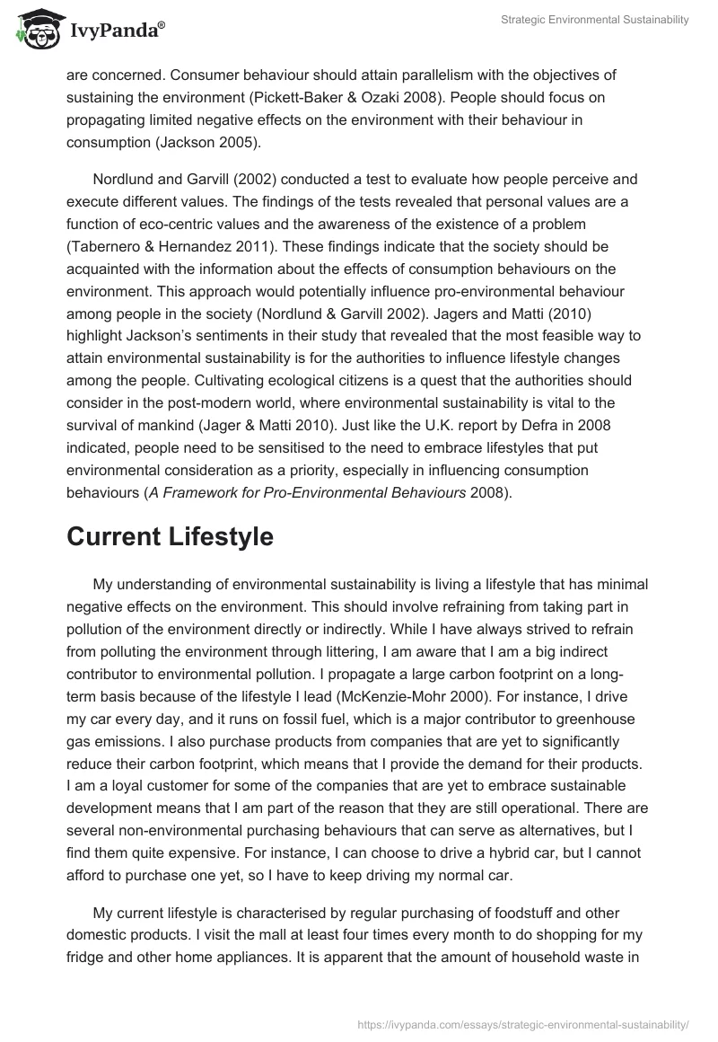 Strategic Environmental Sustainability. Page 2