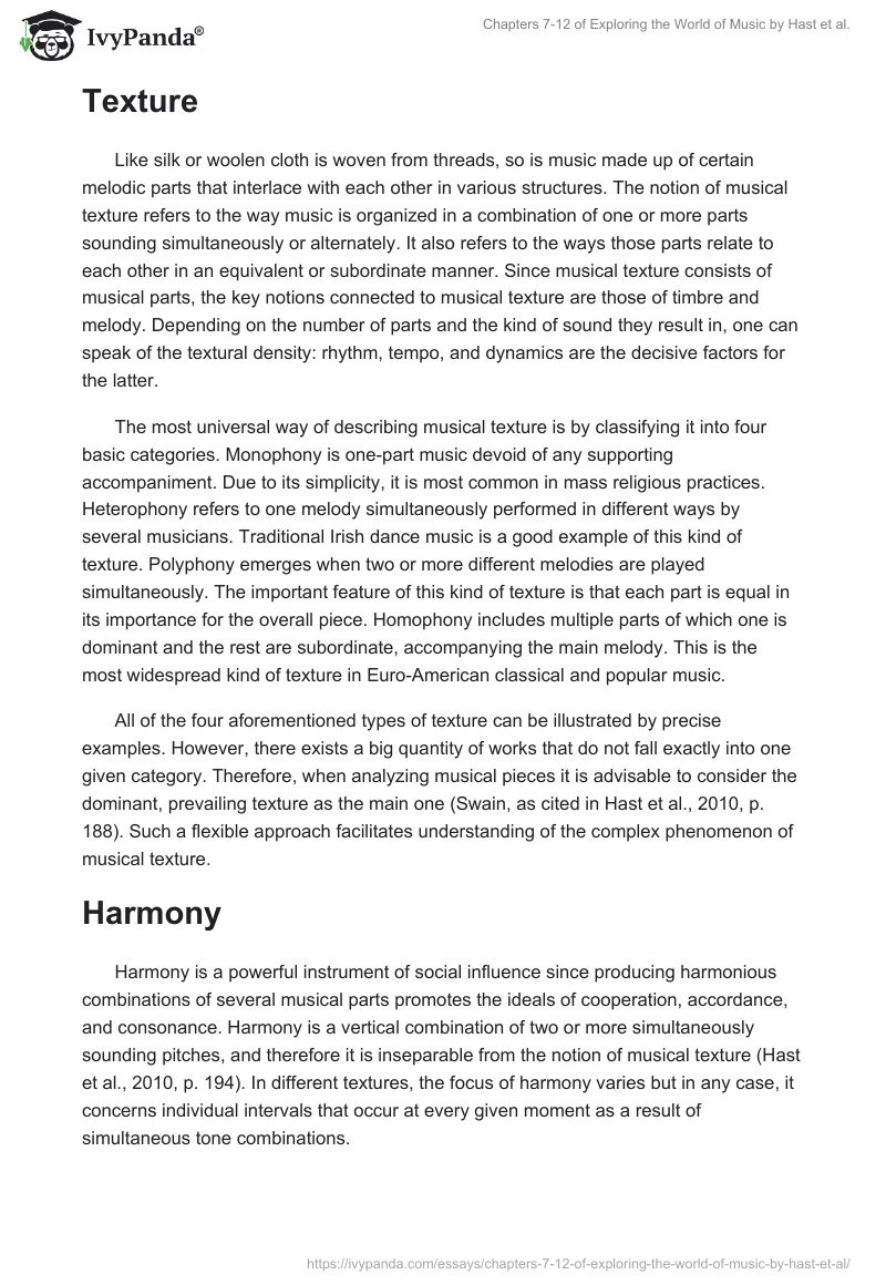 Chapters 7-12 of "Exploring the World of Music" by Hast et al.. Page 2