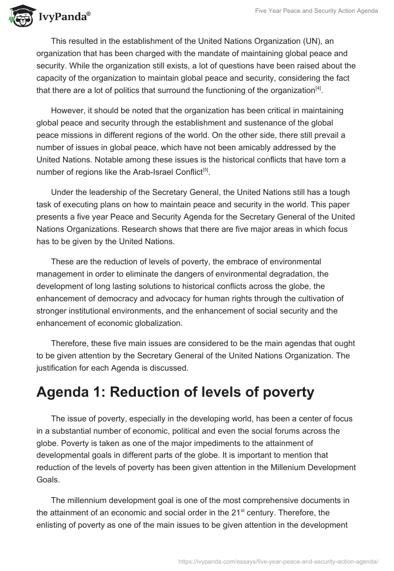 Five Year Peace and Security Action Agenda. Page 2
