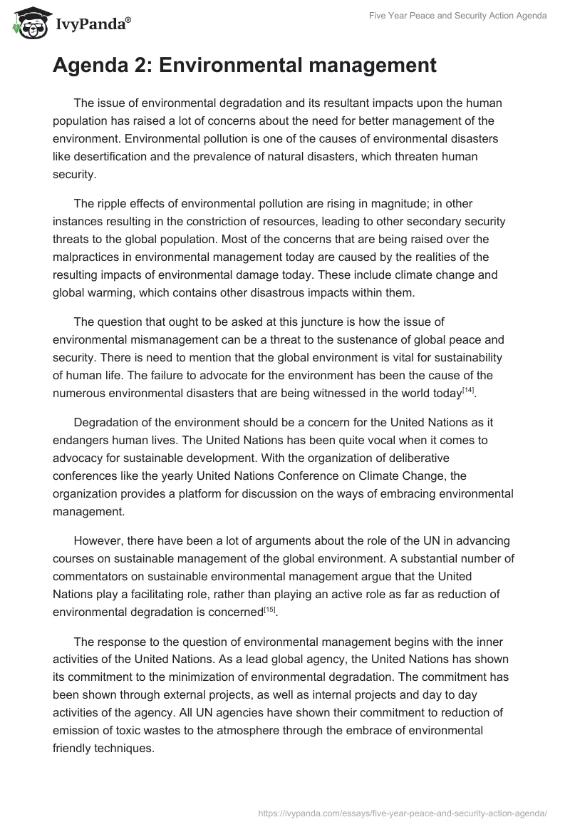 Five Year Peace and Security Action Agenda. Page 5