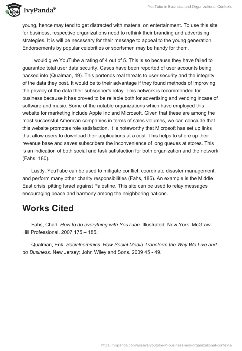 YouTube in Business and Organizational Contexts. Page 2