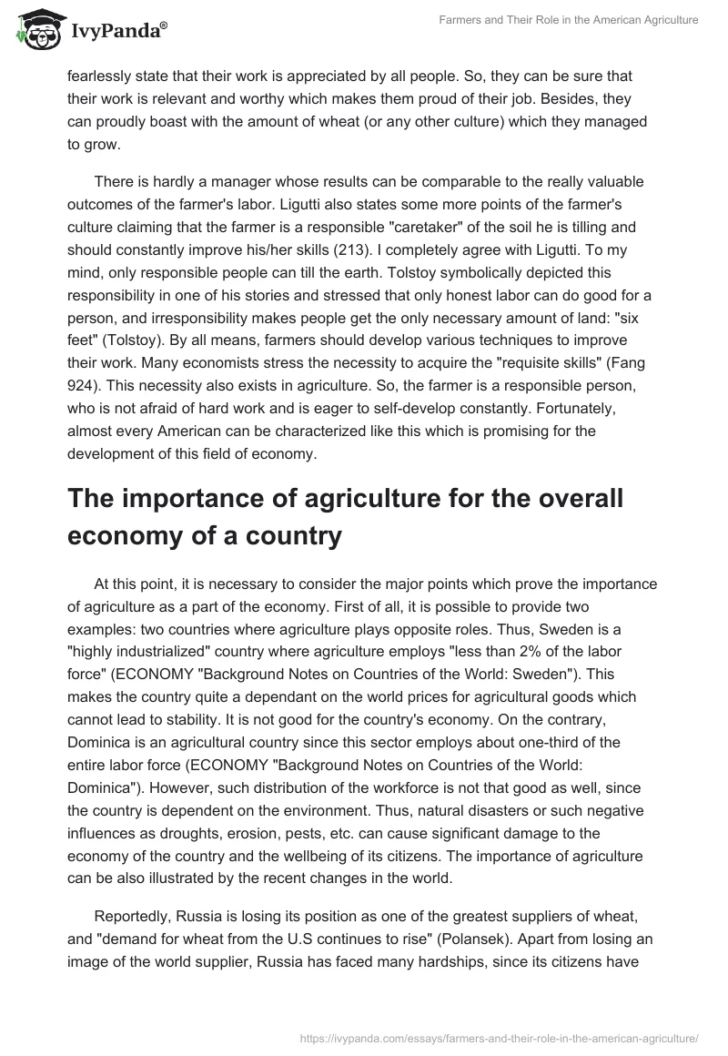 Farmers and Their Role in the American Agriculture. Page 3