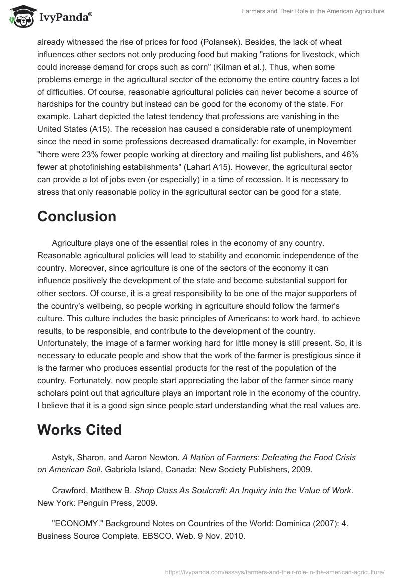 Farmers and Their Role in the American Agriculture. Page 4