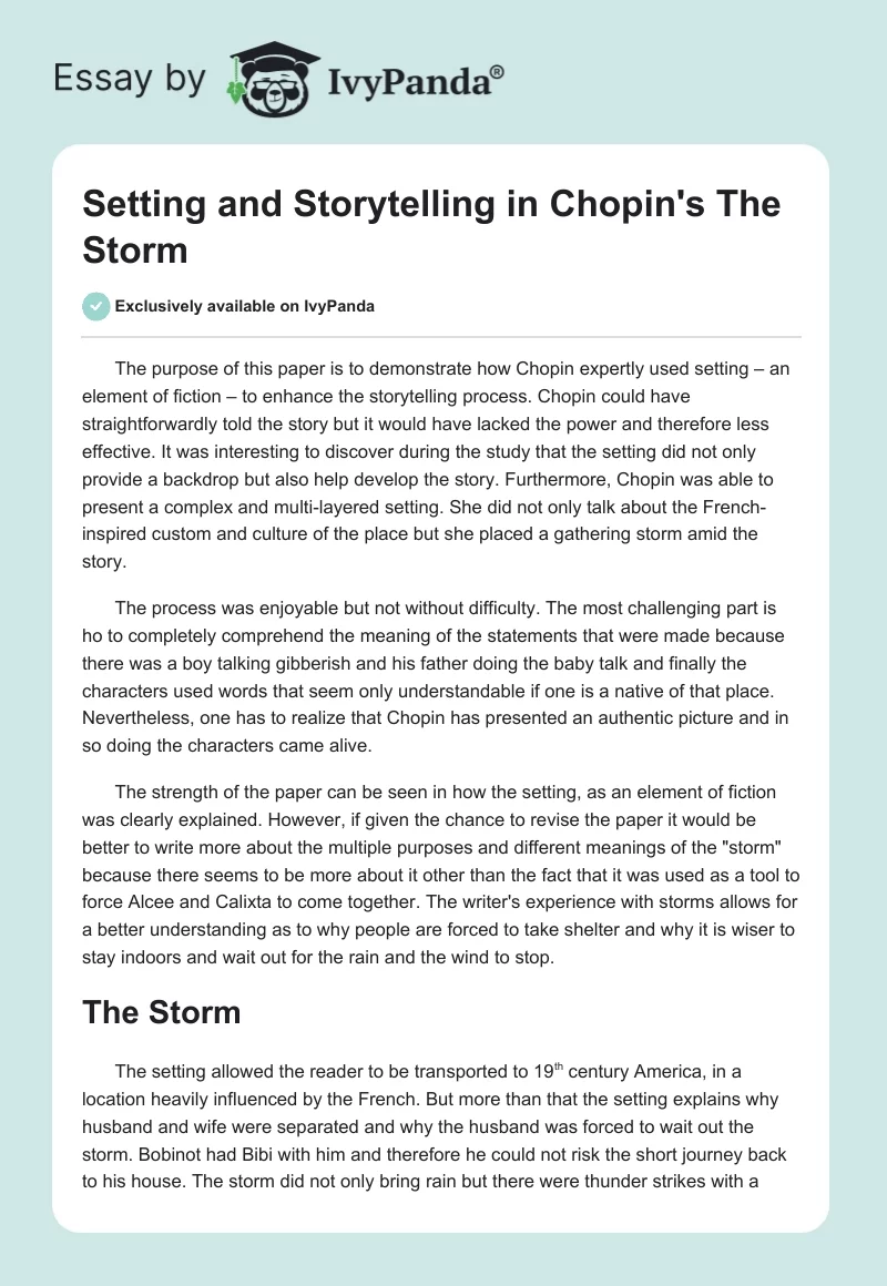 Setting and Storytelling in Chopin's "The Storm". Page 1