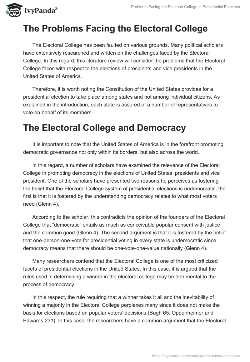 Problems Facing the Electoral College in Presidential Elections. Page 2