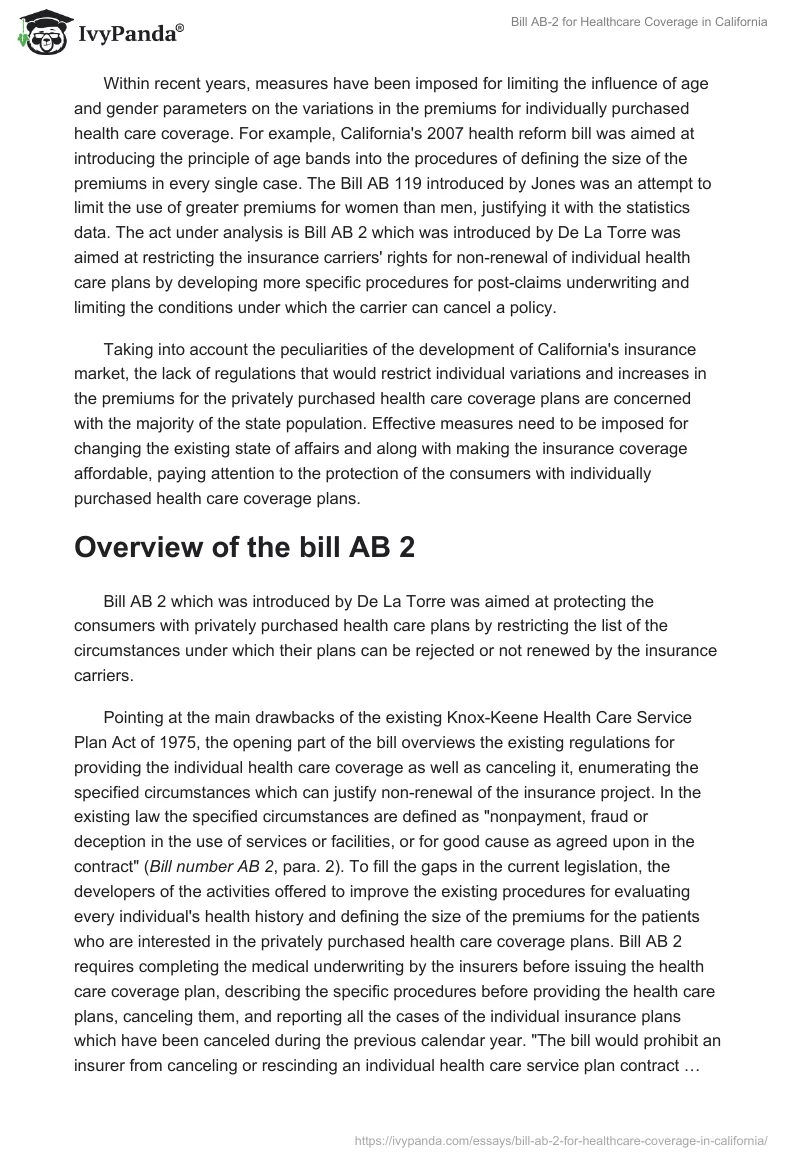 Bill AB-2 for Healthcare Coverage in California. Page 3