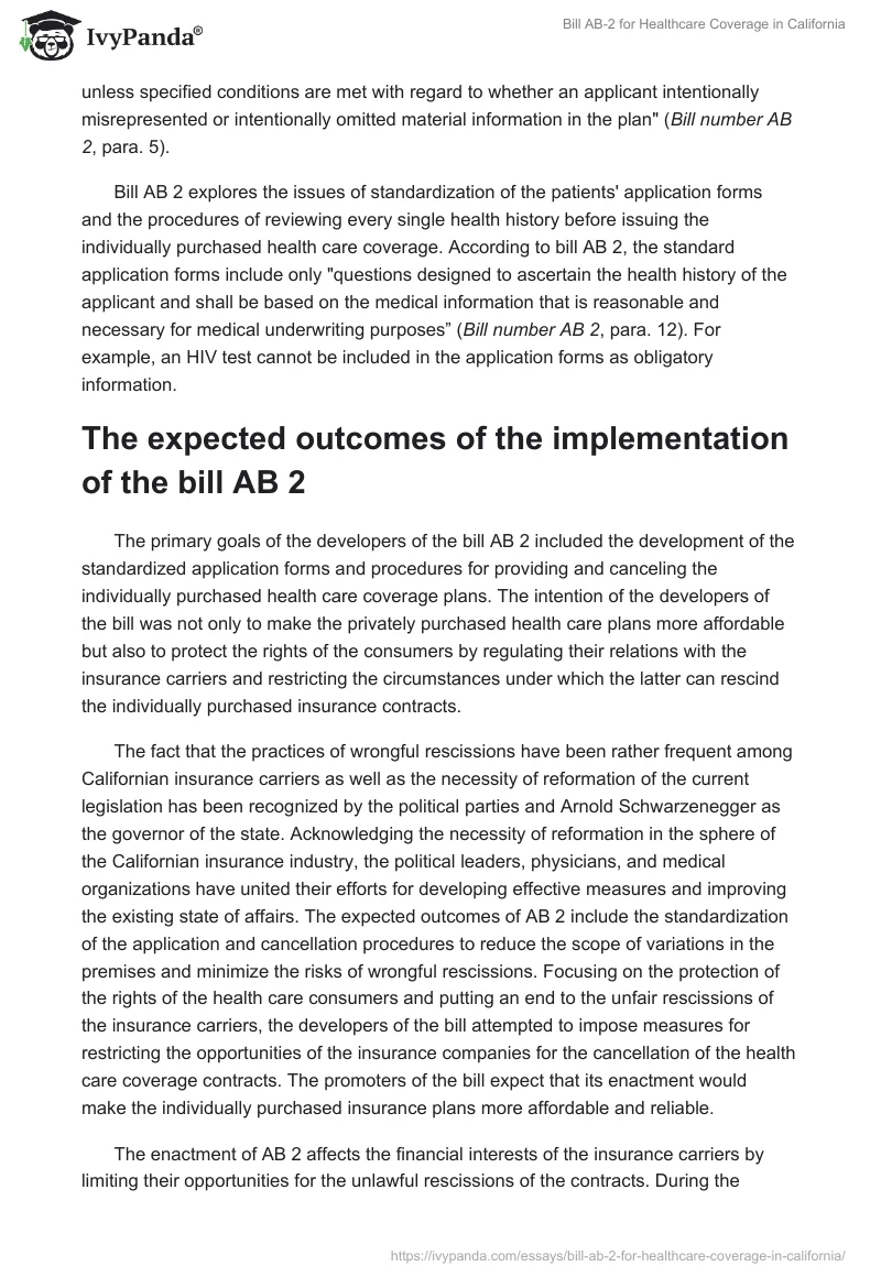 Bill AB-2 for Healthcare Coverage in California. Page 4