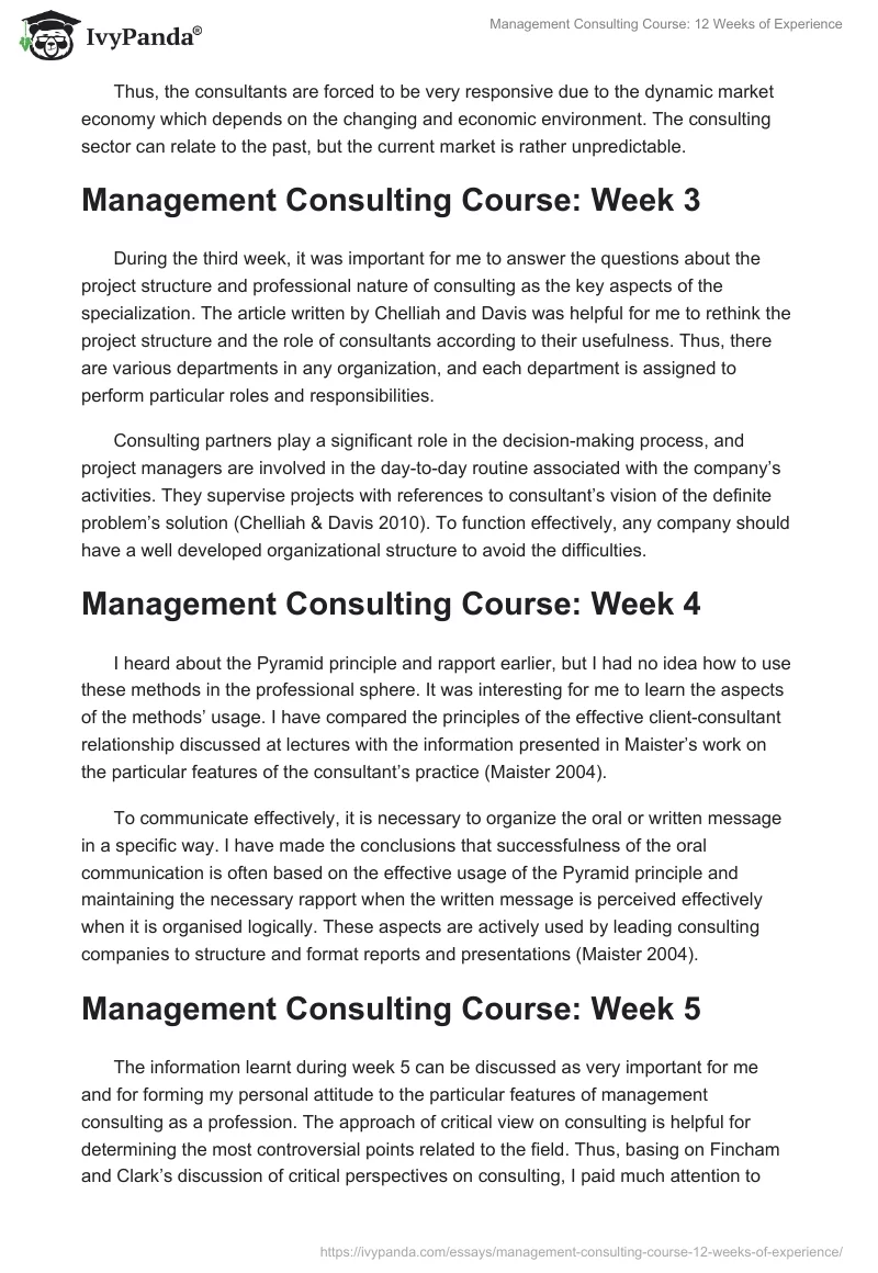 Management Consulting Course: 12 Weeks of Experience. Page 2