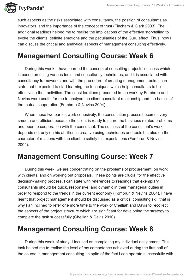 Management Consulting Course: 12 Weeks of Experience. Page 3