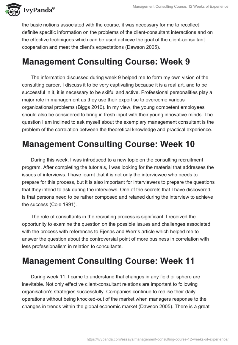 Management Consulting Course: 12 Weeks of Experience. Page 4