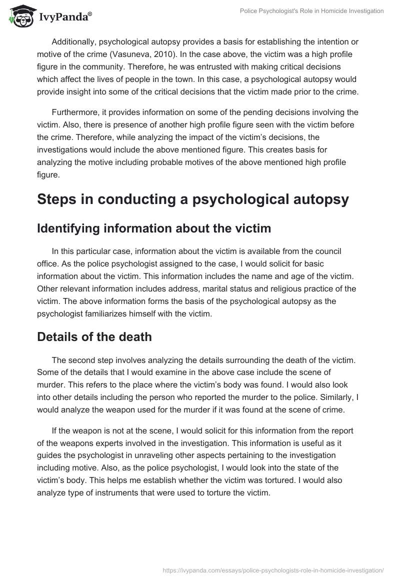 Police Psychologist's Role in Homicide Investigation. Page 3